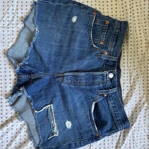 Levi's Blue Jean Shorts Distressed Cuffed